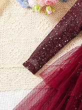 Young Girl Elegant Sparkling Mesh Princess Style Casual Fashion Dress